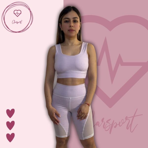 Set en Biker morado claro + croptop - Imagen 2