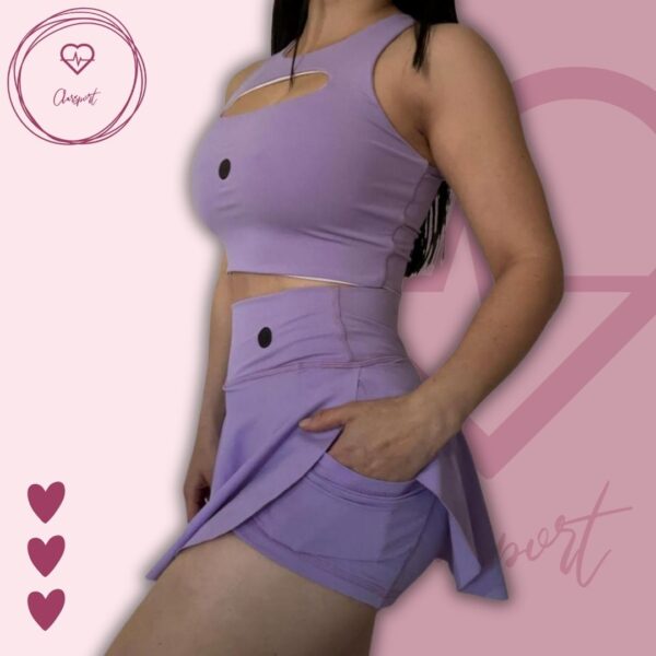 Set falda short color malva+ top dulcinea - Imagen 2