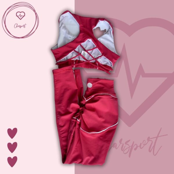 Set en leggins allana push up + top allana rosa fresa - Imagen 2