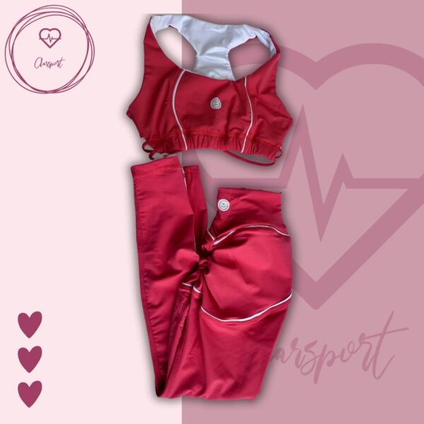 Set en leggins allana push up + top allana rosa fresa