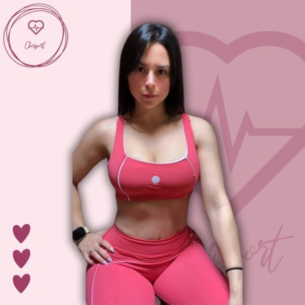 Set en leggins allana push up + top allana rosa fresa - Imagen 3
