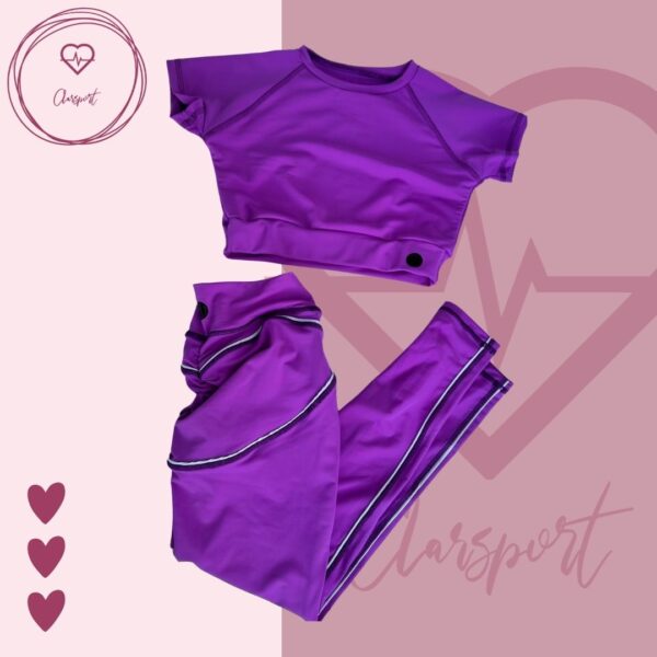 Set en leggins allana push up + top mangas morado
