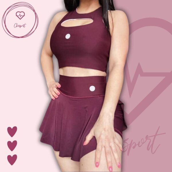 Set falda short color vino + top dulcinea - Imagen 6