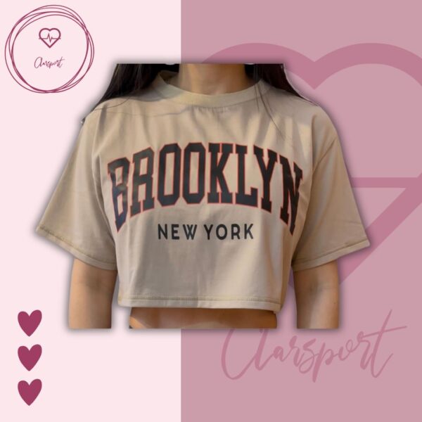 Camiseta deportiva oversize Beige Talla única - Imagen 3