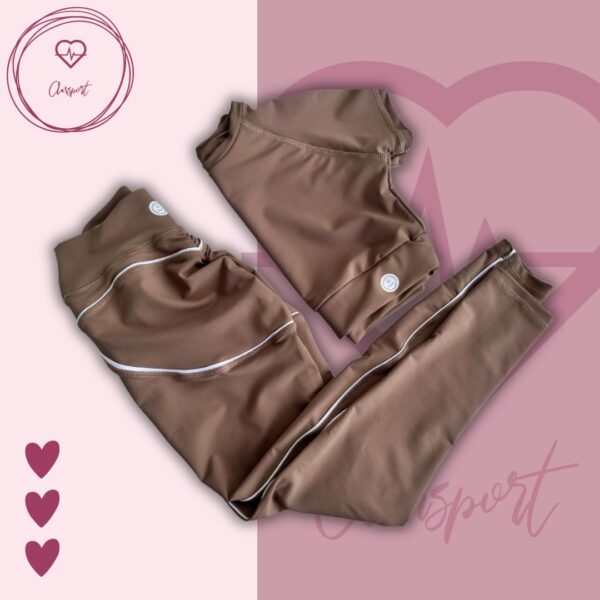 Set en leggins allana + top mangas marrón - Imagen 4