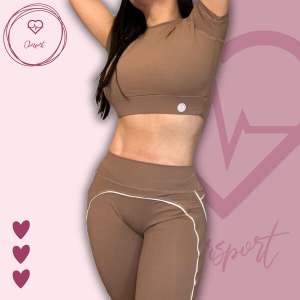 Set en leggins allana + top mangas marrón