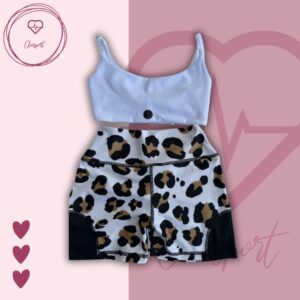 Set en short push up animal print + Top tiffany blanco