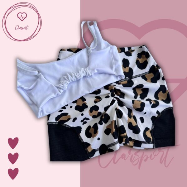 Set en short push up animal print + Top tiffany blanco - Imagen 2