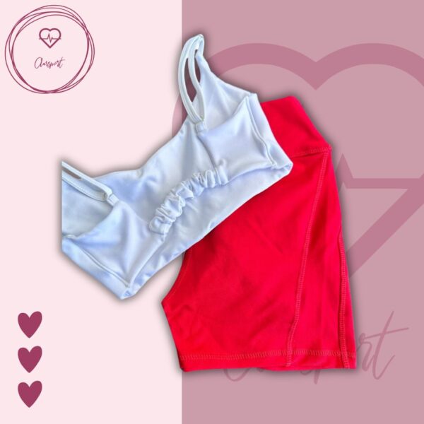 Set en short rojo push up + top Tiffany blanco - Imagen 4