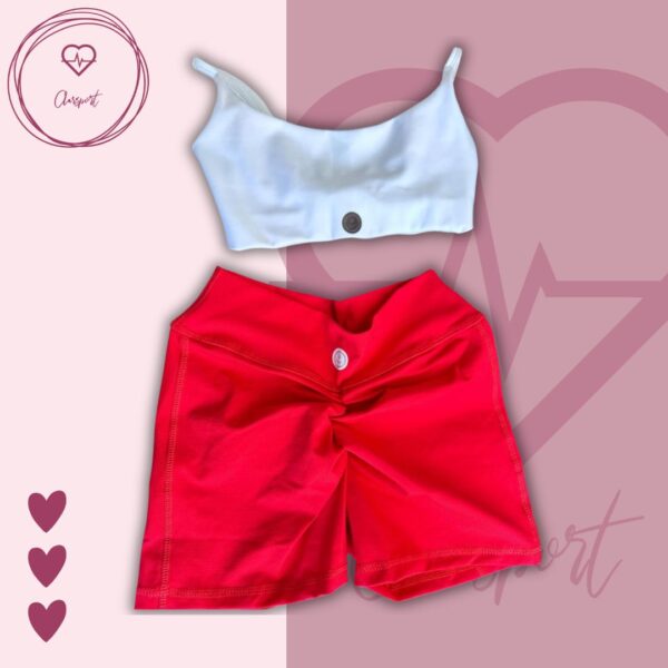 Set en short rojo push up + top Tiffany blanco - Imagen 3