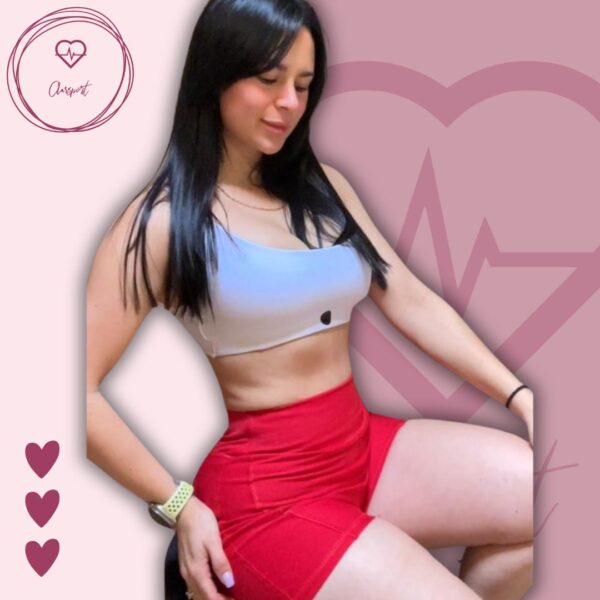 Set en short rojo push up + top Tiffany blanco